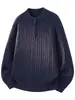 Estilo Old Money, retro americano, media cremallera, casual, suéter tejido de manga larga, cálido, para otoño e invierno, prenda superior para hombre