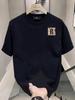 Camiseta Marca de Moda de Alta Gama Manga Corta para Hombre Verano 2025 Nueva Ins Suelta Delgada Cuello Redondo Algodón Puro Guapo Top Camiseta
