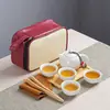 Juego de té Kung Fu portátil para viaje, traje, tetera mini simple, regalo de mano para bienes raíces de negocios, LOGOTIPO