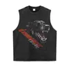 Camiseta de Manga Corta Estilo Nuevo 2026 con Estampado de Cabeza de Perro, Chaleco de Manga Corta Estilo Retro Americano Desgastado, Camiseta de Manga Larga de Marca de Moda