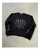 Ins Transfronterizo Europeo y Americano Estampado de Patrón Retro Americano Oscuro Gótico Calle Alta Casual Versátil Sudadera Camiseta de Manga Larga