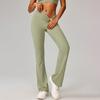 Calça de Yoga Flare Cor de Pêssego para Mulheres, Calça Fitness Justa Levanta Bumbum Wide Leg, Roupa Esportiva para Corrida, Calça Longa Emagrecedora 8232