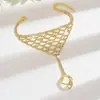 Pulseira Cruzada de Novo Estilo Europeu e Americano Ecológica com Pedras Inteiras em Formato de Leque Interligadas, Corrente de Pulso de Malha Fashion e Sexy com Toque de Luxo