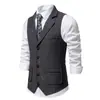 Amazon 2026 novo colete masculino de tweed espinha de peixe, lapela retrô, detalhe de corrente de cavalo, colete masculino