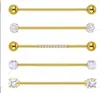 Conjunto de 24 peças de piercing de lábio e orelha push-in transfronteiriço, conjunto de brincos de aço inoxidável com zircônia unissex