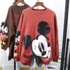 Blusa Falsa de Duas Peças Estilo Coreano Solta com Mickey para Mulheres, Jaqueta Modelo Novo 2026 Estilo Preguiçoso, Moletom de Manga Longa Plus Size para Outono e Inverno