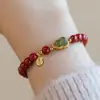 Pulseira Fulu Pulseira de Madeira de Pessegueiro Laoshan Ano Zodiacal Feminino Sandália Cabaça Contas de Buda Rosário Transferência Estilo Chinês