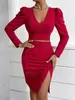 Conjunto de Dos Piezas Nuevo Estilo Brillante Transfronterizo Europeo y Americano 2026 con Mangas Largas de Burbujas, Top Corto, Abertura Fruncida, Conjunto de Dos Piezas para Mujer