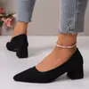Zapatos de Tacón Alto de Talla Grande de Comercio Exterior para Mujer, Zapatos Negros Gruesos de Moda para el Trabajo, Zapatos Sencillos de Moda Profesional para Mujer