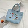 58242 Bolso de Mano Lindo de Mezclilla Bordado, Almacenamiento Portátil, Bolso de Muñeca para Exteriores, Bolso Bandolera de Gran Capacidad, Bolsa para el Almuerzo
