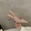 Sandalias de Tacón Alto Stiletto Punta Fina Dedo Cerrado 2025 Verano Nuevo Estilo Tacones Altos para Mujer Espalda Abierta Zapatos para Ir al Trabajo Estilo Francés Zapatos para Mujer
