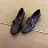 Edición Piel de Vaca Cuero Genuino Zapatos Planos Sencillos de Nicho para Mujer Punta Redonda Versátiles Tacón Grueso Zapatos Individuales Hebilla de Cuero Estilo Británico Zapatos Pequeños de Cuero