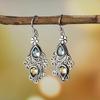 Zhen Rong ebay Amazon Aretes Creativos de Gota de Flor Pera Europeos y Americanos Retro Topacio Azul Mar