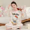 Pijama 2026 Primavera e Verão Novo Estilo 6535 Pijama de Algodão para Meninos, Conjunto de Manga Longa com Gola Redonda para Meninas, Roupa de Casa para Crianças Maiores Atacado