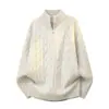 Nuevo Suéter de Punto Trenzado con Media Cremallera Estilo Vintage Otoño/Invierno 2026 para Hombre, Camisa Base Holgada con Cuello Alto, Suéter Casual de Moda