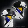 Patrón del Emblema Nacional Bosnio Impresión 3D Transfronterizo Nuevo Camiseta Casual de Manga Corta para Hombre Venta Directa de Fábrica Suministro