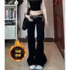 Pantalones vaqueros negros de corte microcampanado Spice Girls para mujer, nuevos diseños de otoño e invierno, cintura baja, corte ajustado, pierna ancha, corte recto y estilizado.