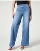 Calça Jeans Feminina Casual Fashion Europeia e Americana 2024 Nova Cor Sólida Solta Versátil Microelástica Confortável Reta Cintura Média