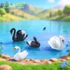 Micro ornamentos de paisagem DIY decoração carnuda 2 pares de ornamentos de animais de cisne preto e branco bonsai criativos pequenos ornamentos de plástico