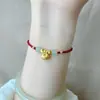 Pulsera Xiao Pang Fu para Mujer Jin Tuo Tuo Haoyun Perla Año Buman Cuerda Roja Tejida a Mano para Regalo de Novia Pulsera