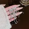 Brincos de Moda Super Fada Exquisite Laço Leve Luxo High-end Elegante Versátil Clipe de Orelha Brincos Longos com Franja para Mulheres