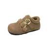 Zapatos Birkenstock de Felpa con Suela Gruesa para Mujer 2026 Otoño/Invierno Nuevo Estilo Zapatos de Piel Doble Botonadura para Exteriores Zapatos de Algodón para Mujer