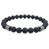 Amazon Temu Pulsera Popular Transfronteriza de Piedra Negra de Galo de 8 mm Cilíndrica Pulida Negra Pulsera de Perlas Artificiales al por Mayor
