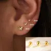 Pendientes de Mini Estrella de Mar y Mariposa con Baño de Oro Real de Latón Caliente Transfronterizos Europeos y Americanos para Mujer Pendientes de Lujo Ligero de Nicho