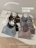 Top de tirantes sexy texturizado estilo coreano con rayas de color liso simples, corte ajustado, top tipo camisola versátil