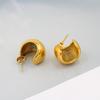 Brincos Geométricos Brilhantes em C Estilo Ins Europeu e Americano Aço Inoxidável Ouro 18K Moda Brincos Simples Joias de Orelha que Não Desbotam