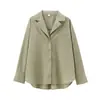 Comércio Exterior Amazon Transfronteiriço Moda Feminina Outono 2025 Nova Moda Estilo Europeu e Americano Camisa Solta de Manga Longa Bicolor com Detalhes de Bolso