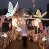 Adereços de Decoração de Casamento Tecido Dourado Brilhante Borboleta Decoração de Cena de Casamento Lustre Penduricalhos para Parede de Fotos de Casamento