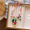 Colar Infantil com Pingente de Personagem de Desenho Animado Fofo, Acessório Decorativo Colorido com Contas para Meninas, Pingente Infantil Transparente