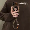 Corrente de Menina com Estampa de Leopardo Aplicável à Capa de Celular Apple 18pm iphone17 Outono/Inverno16 Silicone15 Merade14 Externa
