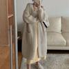 2023 outono e inverno Novo estilo coreano lã grossa longa malha cardigã mulheres cor sólida temperamento solto casaco camisola sem fivela