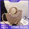 Bolso tejido floral transfronterizo modelo nuevo 2026 bolso de hombro para vacaciones en la playa cesta de paja de mano para mujer