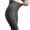 Leggings adelgazantes acanalados de rayas verticales 2025 Pantalones cálidos gruesos de invierno tipo cachemira con forro polar y pantimedias de algodón de alta elasticidad