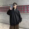 Moletom Gola Retrô Estilo Americano Masculino Outono Novo Estilo Japonês Estilo de Hong Kong Jaqueta Pesada para Casal Blusa de Manga Longa com Meio Zíper