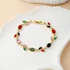 Bestseller transfronterizo: Pulsera estilo europeo y americano de hojas y pétalos, pulsera de alta gama a la moda con mezcla de colores de hojas y tulipanes en stock