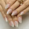 Arte de unha gatinho personalizada transfronteiriça, 30 peças de unhas artificiais em formato amêndoa, de alta qualidade, cor sólida, fabricadas por uma fábrica conceituada
