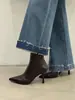 Botines de tacón de aguja con punta fina estilo francés Chuyuji para mujer, de otoño e invierno, de tacón alto, con cremallera trasera, adelgazantes, versátiles, de moda