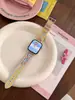 Bordado de Delfín Correa de Cuero de Verano Adecuada para Apple iWatch Generación 11 10/987Ultrase