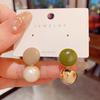 Aretes de tuerca de perlas irregulares con exquisito esmalte goteado estilo coreano para mujer, diseño de nicho, aretes de personalidad, aguja de plata, aretes estilo frío