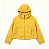 Chamarra con Capucha de Color Sólido para Mujer, Nuevo Producto de Otoño, Abrigo Corto Casual Simple Holgado, Chamarra a Prueba de Viento