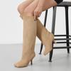 Botas Femininas de Cano Alto, Botas de Montaria de Comércio Exterior, Botas Femininas de Tamanho Grande de Salto Alto, Botas Femininas Retro Foscas para Calças