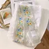 Lenço de Seda Retro com Fitas de Flor de Caju Francesa para Mulheres, Laço de Cabelo Versátil, Bolsa, Caixa de Presente Companheira, Lenço de Seda, Lenço de Seda Longo