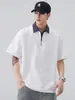 Ropa para Hombre Fengshe / Sudadera con Cremallera Polo de Manga Corta Marca Trendy Retro Japonesa Camiseta de Manga Media Tratamiento Anti-Arrugas