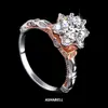 Diseño de Nicho Anillo de Flor Hexagonal Girasol Regalo para Mujer Anillo de Plata de Ley S925 Moissanita