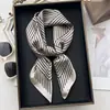 Nuevo Pañuelo Cuadrado Pequeño de Rayas Minimalista para Mujer, Pañuelo de Seda Sintética para Primavera y Verano, Protector de Cuello, Cinta para el Cabello, Pañuelo para la Cabeza