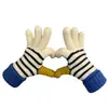 Guantes de terciopelo acolchados para invierno con pantalla táctil, rayas de contraste, estilo coreano INS, lindos para estudiantes, ciclismo, cálidos